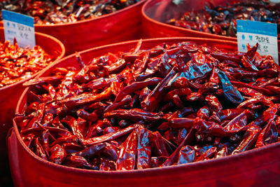 Close-up of red chili peppers