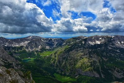 Panoramic view of landscape and mountains against sky