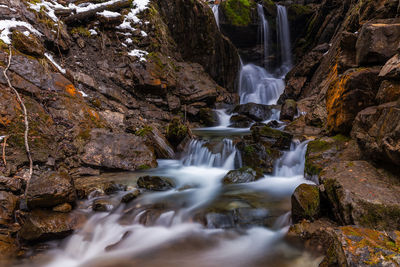 View of waterfall in forest