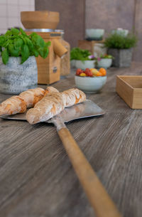 High angle view of food on table