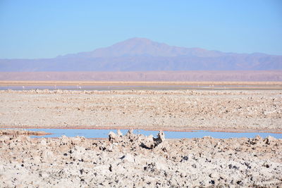 Landscape of salt flats in atacama desert, chile