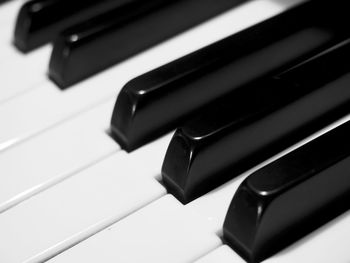 High angle view of piano keys