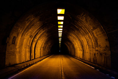 Empty road in tunnel