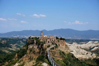 View of fort on mountain against sky