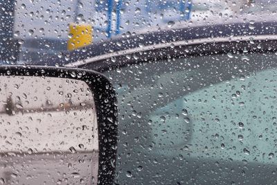 Close-up of water drops on glass