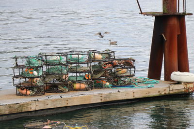 Fishing boat moored in sea