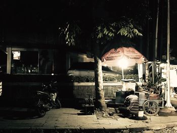 View of abandoned car at night