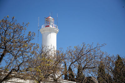 Low angle view of lighthouse against sky