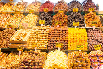 Various fruits for sale at market stall