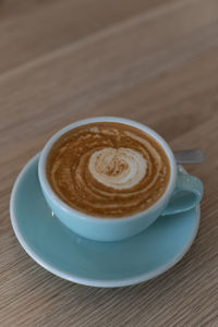 High angle view of coffee on table