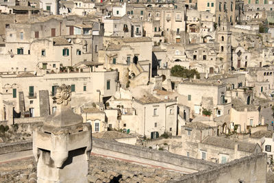 High angle view of buildings in city