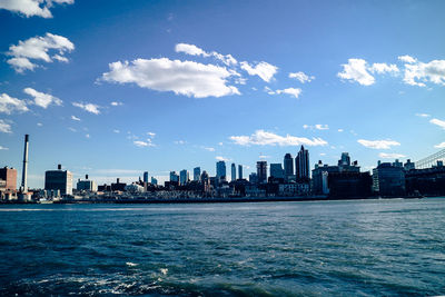 Sea with city in background