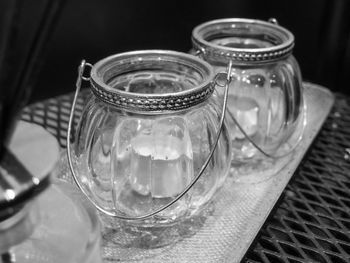 Close-up of tea in glass on table