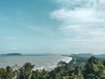 Scenic view of sea against sky, sea beach top view