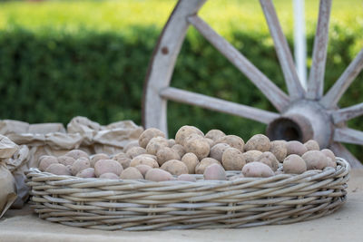 Close-up of wicker basket