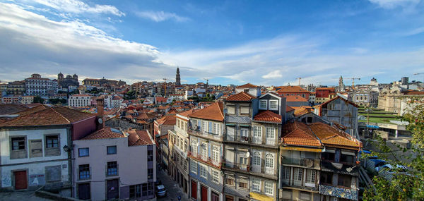 High angle view of townscape against sky