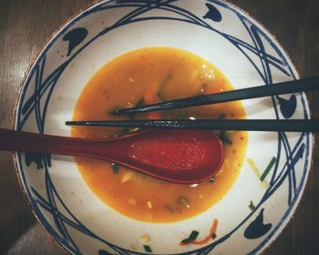 Close-up of food on table