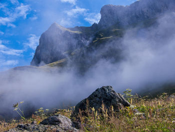 Scenic view of mountains against sky