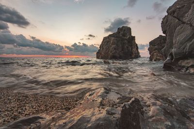 Scenic view of sea against sky during sunset