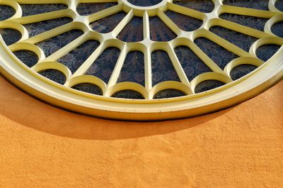 High angle view of yellow wheel in playground