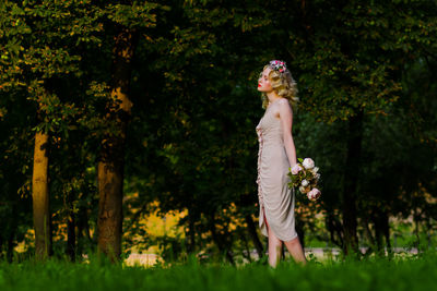 Woman holding flowers