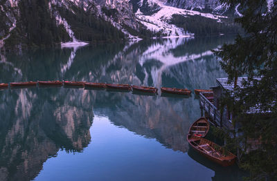 Reflection of bridge on lake