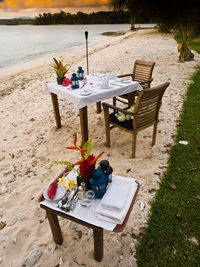 Chairs and table on beach