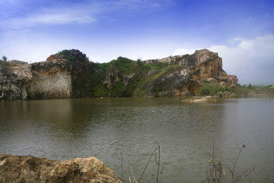 Scenic view of lake against sky