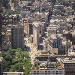 High angle view of buildings in city