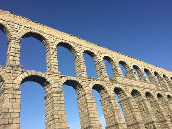 Low angle view of historical building against blue sky