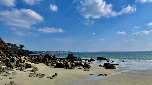 Scenic view of beach against sky