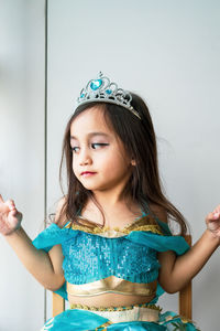 Portrait of cute girl looking away