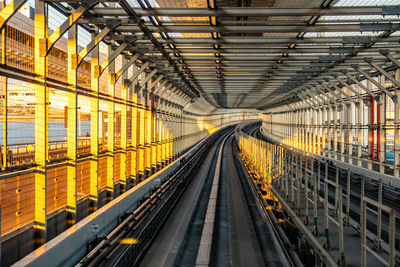 Railroad tracks in subway