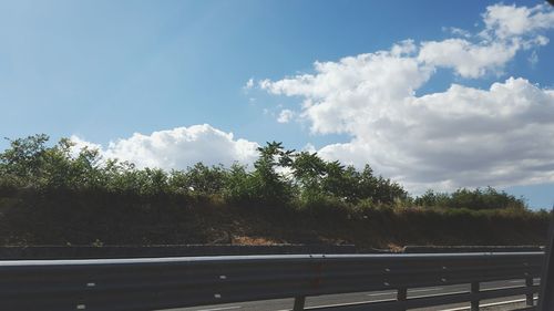 Scenic view of trees against cloudy sky