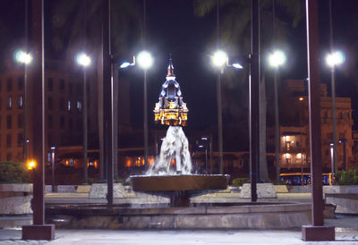 Statue of lit up at night