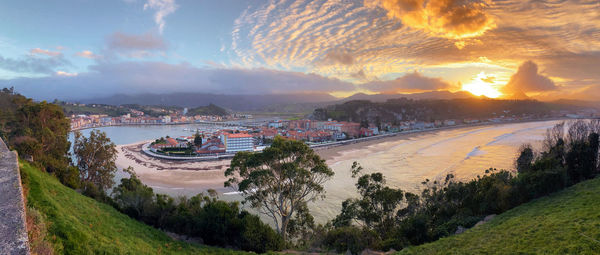 Panoramic view of ribadesella and its estuary in asturias, spain.