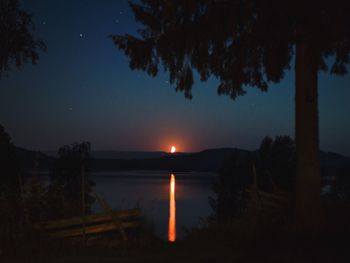 Scenic view of lake at sunset