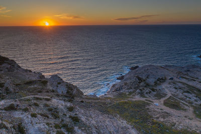 Scenic view of sea against sky during sunset