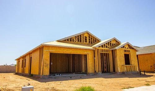 Low angle view of building against clear sky