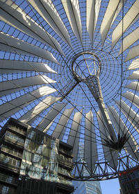 Low angle view of skylight in modern building