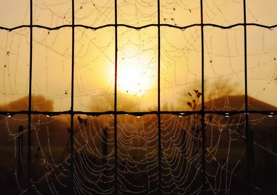 Full frame shot of window against sky during sunset