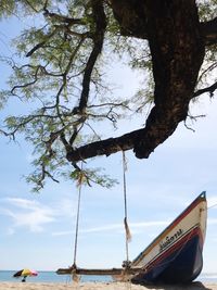 Nautical vessel on sea against sky