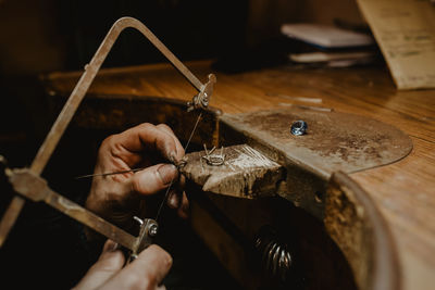 Close-up of hands working