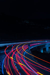 Light trails on highway at night