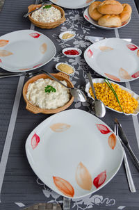 High angle view of food on table