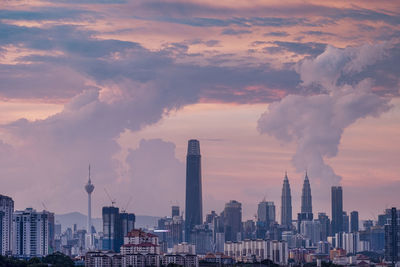 Map-like cloud formation over kuala lumpur skyline