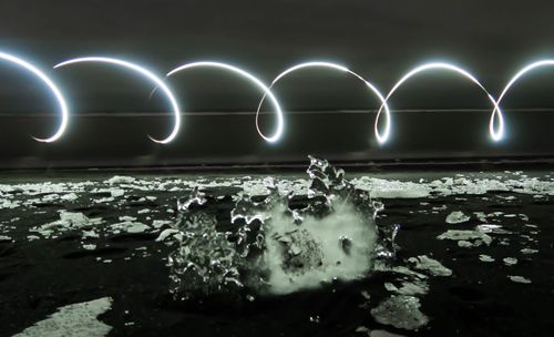 Illuminated lights at night