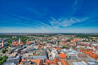 High angle view of townscape against sky