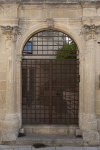 Closed door of old building