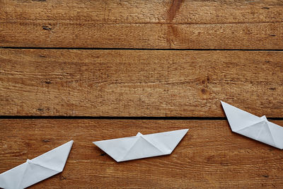 High angle view of paper on table